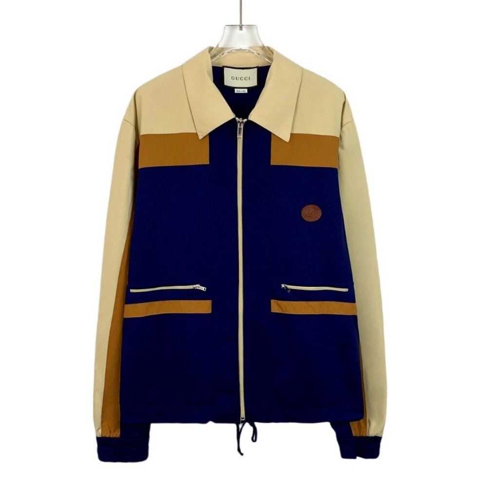 Gucci Mens Zip-Up Colorblock Jacket With Logo Patch - Size L